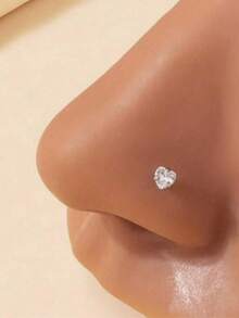 1 件迷你心形 L 形鼻钉 - 锌合金鼻环首饰 - 白色 - 查看 4