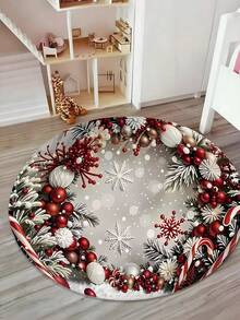 Christmas Theme Rug - Snowy Holiday Design, Washable & Stain Resistant, Soft Flannel With Non-Slip Memory Foam Backing, Suitable For Living Room, Bedroom, Entryway, Ideal For Christmas, Winter, Autumn Kitchen Rug Bathroom Decor - Multicolor - View 16