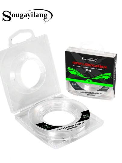 50M Línea de pesca de fluorocarbono invisible que se hunde rápidamente, suave y duradera, de alta resistencia, adecuada para agua dulce y salada, de 3-25LB