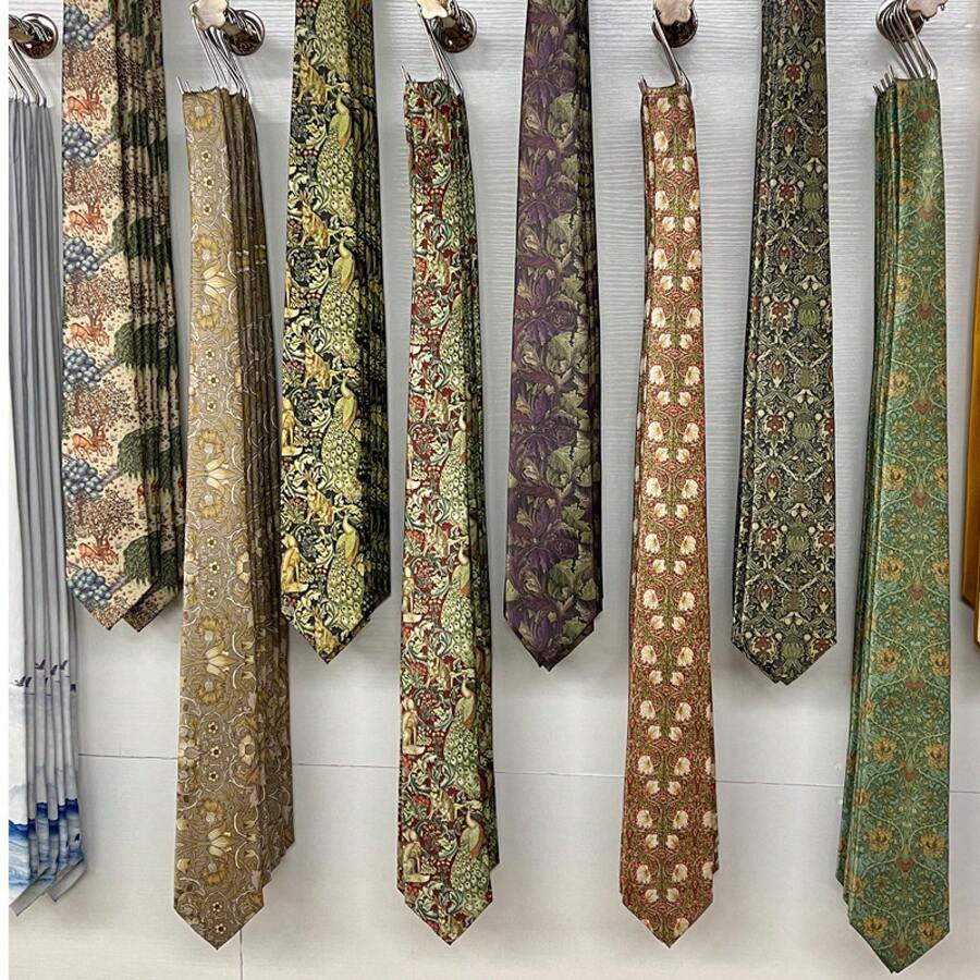 Vintage Printed Tie For Men And Women Hand-Tied Formal Casual Green Fun Floral Animal Tie - 005 - 查看 1