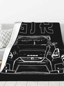 GTR R35 JDM Line Art Tuner Drift Racing Flannel Blankets Queen Size Black - Soft Lightweight Plush Fuzzy Cozy Luxury Fall Blanket Microfiber, Room Home Decor Gifts For Women And Men, 50x60 Inches - màu đen - Xem 1