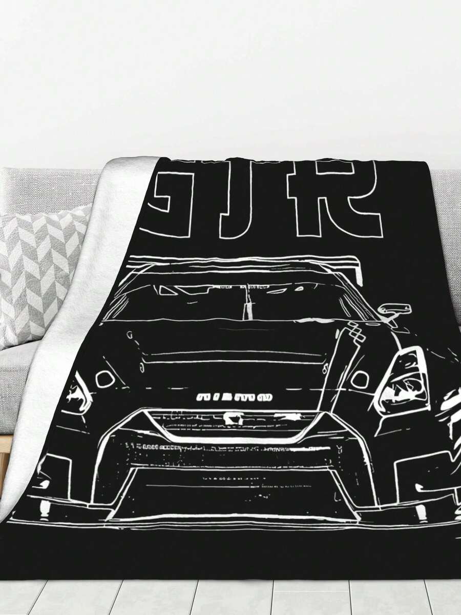 GTR R35 JDM Line Art Tuner Drift Racing Flannel Blankets Queen Size Black - Soft Lightweight Plush Fuzzy Cozy Luxury Fall Blanket Microfiber, Room Home Decor Gifts For Women And Men, 50x60 Inches - màu đen - Xem 1