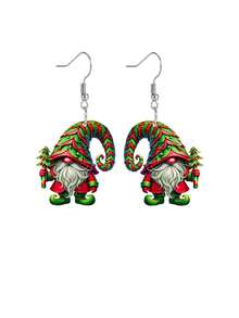1 Pair Exquisite Red And Green Christmas Tree Hat Christmas Dwarf Acrylic Earrings For Women Christmas Earrings Fun Earring Jewelry Holiday Party Gift Christmas New Year Gift