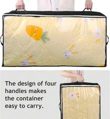 4 Pack Under Bed Storage, 90L Collapsible Closet Containers Organizers And Under Bed Storage Bins, Underbed Storage Bags For Wrapping Paper,Blanket,Towels,Clothes,Comforter,Sweaters,Linen Sheets - màu đen - Xem 3