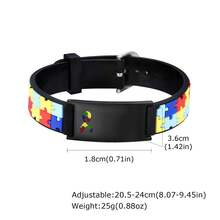 1pc Personalized Laser Engraved Colorful Autism Puzzle Logo Stainless Steel & Silicone Adjustable Bracelet, Autism Awareness Jewelry, Personalized Wrist Bands - Style 3 - View 4