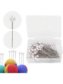 Alfileres de Perlas, Agujas de Localización, Decoración, Suministros de Bolas de Flores, Cabeza de Aguja de Perla, Uds., Alfileres Rectos Redondos - 1 - Ver 2