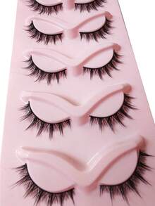 5 Pairs/Box Cartoon Eyelashes, Lightweight European-American Petite Devil False Eyelashes, Mixed Girl Group 3D Natural Curly Crossed One-Piece Eyelashes, Enlarging Eyes, Suitable For Cosplay, No-Makeup Look And Light Makeup - Natural Lashes - View 5