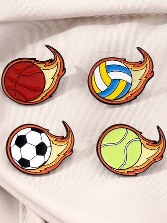 Cartoon Brooch, Alloy Badge, Sports Series, Football, Basketball, Volleyball, Tennis Styling, Clothing Accessories, Book Packaging Accessories, Suitable For Daily Wear And Gifts