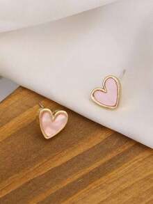 1 Pair Heart Shaped Stud Earrings For Women – Cute And Comfortable Daily Wear Jewelry, Perfect Gift For Valentine's Day, Mom, Mother's Day, And Special Occasions - Nhiều màu 3 - Xem 4