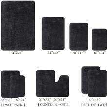 2 Piece Grey Machine Washable Non Slip Plush Bath Rug Set, 20 X 32, For Shower,  2025 Design - Black - View 7