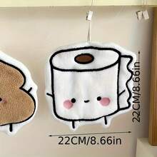 1 Thickened Ultra-Soft Polyester Fiber Hand Towel - Cartoon Design, Suitable Bathroom And Kitchen, Large Size Towel (9.25 Inches X 98.Inches & 866 X 8.66 Inches), Hand Wash Only, Fun Bathroom Decoration, Durable And Hygienic Modern Home Essential - trắng - Xem 5