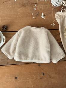 6个月至3岁女婴冬季人造毛皮保暖长袖外套 - 卡其色 - 查看 4