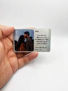 1pc Personalized Metal Wallet Card With Picture And Text, Custom Photo Text Engraved Wallet Insert For Husband Dad Men Gift Your Loved Ones A Personalized Metal Wallet Card That Holds A Special Photo And Heartfelt Message. - Multicolor - View 7