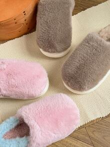 EVA, kontrastowe, niejednolite kolory, swobodne, eleganckie, modne, materiałowe, na Halloween, zimowe, grube, domowe, puszyste, brązowe, pluszowe kapcie dla mężczyzn