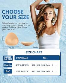 Waterproof Swimsuit Pads - 4 Pairs Heart Push Up Inserts - Beige - View 10