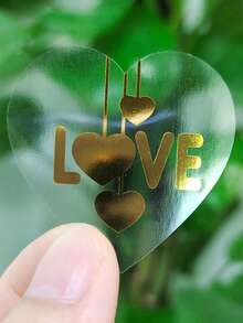 500pcs/Roll Valentine's Day Stickers Heart Labels Foil Stamping "I Love You" Heart Shaped Transparent Stickers For Gift Wrapping, Envelopes, Flowers, Love Letters, 1 Inch Valentine's Day Seal Stickers Scrapbook Supplies Scrapbook Stationery