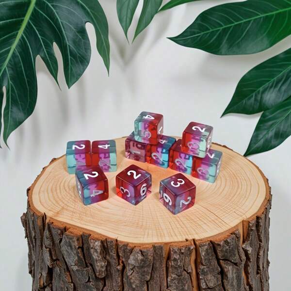 5 Stück Farbverlauf transparente Zahlen Würfel, Spaßiges Brettspiel Zubehör