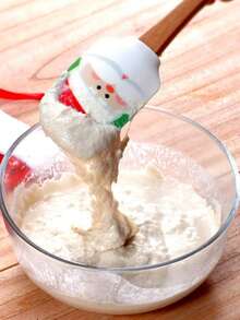 1pc Christmas Silicone Scraper, Christmas Scraper Set, Christmas Kitchen Tool, With Wooden Handle, Christmas Cake Decorating Scraper, For Cooking Baking Mixing Butter Cream - Multicolor - View 6