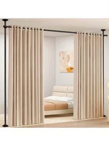 SUNALLY Room Divider For Room Separation, Tension Curtain Rods No Drilling, 4-10ft(H) 28-70inch(W) Adjustable Temporary Privacy Wall Divider, Heavy Duty Freestanding Space Partition Separator - Black - View 12