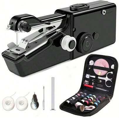 1 Set Handheld Electric Mini Sewing Machine, Household Sewing Needles, Portable Manual Sewing Machine Handcraft Tool (Random Accessory Color)