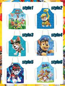 Paw Patrol Paw Patrol Themed Faux Linen Fabric Cartoon Animation Apron, Oil-Proof Waist Wrap, Parent-Child Kitchen Adult Sleeveless Halter Apron, Halloween, Thanksgiving, Christmas, Birthday Party Decoration Products, Small Gifts For Friends And Family At Parties And Gatherings