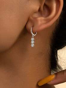 1对0.2克拉圆形莫桑石内嵌式耳钉，S925纯银，优雅订婚耳钉，闺蜜生日周年纪念礼物，新娘结婚首饰