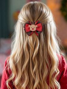 2 piezas Decoraciones navideñas Lazos de tela de colores para el cabello, Accesorios de astas y orejas de ciervo, Moños para el cabello, Hebillas de cabello lindas para niñas y adolescentes, Regalos de otoño e invierno