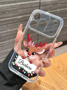 1. Personalized Christmas Reindeer Pattern, Customizable Name, Fully Transparent Lens, Precision Cutout Phone Case, Gift For Friends, Suitable For IPhone 11/12/13/14/15/16/16 Pro/16 Pro Max/16 Plus/17/Air/17 Pro/17 Pro Max/S25/S25 Ultra/S25 Plus/S25 Egg/Pixel 9 Pro XL And More Models, More Models Coming Soon, Christmas Commemorative Gift For Friends - Clear - View 8