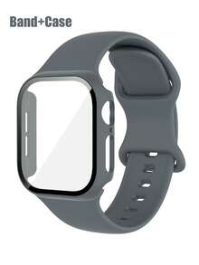 2 in 1 compatibile con cinturini e custodie per Apple Watch da 40mm, 41mm, 42mm, 44mm, 45mm, 46mm e 49mm. Caratteristiche: cinturino in morbido e confortevole silicone sportivo e custodia 2 in 1 in PC rigido resistente agli urti e ai graffi e vetro temperato. Adatto per modelli Ultra/11/10/9/8/7/6/5/4/SE. Design unisex. Vestibilità perfetta e feedback tattile. - Grigio spazio - Visualizzare 7