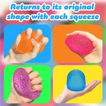 Sensory Squish Toys With Malt Sugar-Filled High-Density Gel Filling - Heavy-Duty Plastic Squeeze Balls For Kids & Adults, Multicolor - Fidget Toys, Classroom Prizes, Birthday Party Favors, Durable & Washable, Textured Rippling Sensory Experience, Undulating Mellow Touch, Super Solid Squishy For & Focus Games - 紫色 - 查看 6
