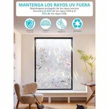 3D Pelcula Decorativa de Vidrio, Protector Privacidad Sin Pegamento, Autoadhesiva Anti, Pelcula para Ventana, Adecuado Hogar para Sala De Estar Bao Dormitorio Cocina Oficina 40x 300CM - Tulipán + 40x500 cm - Ver 6