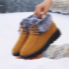 Women Snow Boots - Fluffy Faux Fur Lined Short Casual Shoes With Platform Winter Shoes For Momen - 黃色 - 查看 5