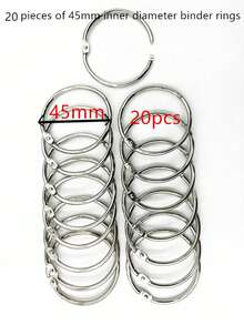 20 件金属书环，活页夹环 25-45 毫米内径钥匙扣（银色）