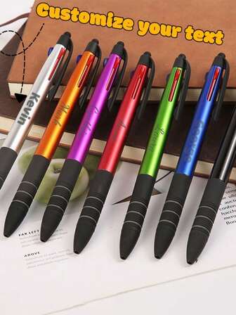 1-50 Bolígrafos personalizados de tres colores con pantalla táctil, bolígrafos de varios colores, bolígrafos de pantalla táctil de tres colores (negro, azul, rojo), bolígrafos de tinta, bolígrafos publicitarios, bolígrafos de varios colores simples y hermosos, bolígrafos retráctiles, adecuados para usar como regalos en la oficina, útiles escolares, estudiantes, maestros y trabajadores profesionales