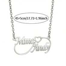 Customized Name Necklace, Women's Personalized Name Necklace, Customized Infinity Symbol Double Name Necklace, Personalized Stainless Steel Gold-Plated Necklace, Halloween Decoration, Customized Jewelry, Women's Jewelry, Wedding Gift (Girlfriend), Couple Anniversary Gift, Valentine's Day & New Year Gift, Retro Gold Valentine's Day Gift, Suitable For Middle School, High School, College Students - Multicolor - View 6