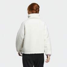 Adidas Women's Reversible Short Plush Thermal Lined Stand Collar Padded Coat HY7218 Hanyubai/Pink - Hanyu White - View 4