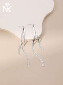 1 Pair Of Fashionable Minimalist 925 Sterling Silver Flat Snake Chain Long Fringe Earrings Suitable For Ladies' Everyday Wear And Party Occasions