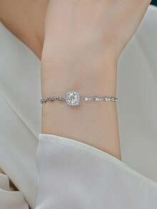 925 Sterling Silver Moissanite Diamond Bracelet For Women, Hypoallergenic, High-End, Suitable For Proposal, Engagement, Wedding, Valentine's Day, Anniversary, Birthday, Party, Daily Wear, Fashionable And Versatile