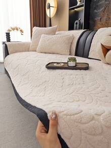 1 pieza Funda de sofá de jacquard beige, se puede extender o drapeada, a prueba de polvo y resistente a la suciedad, adecuada para todas las estaciones, lavable a máquina y a mano, protector de muebles, adecuada para sofá de 3/4 plazas en sala de estar o dormitorio (disponible en varios tamaños), decoración de otoño, decoración de habitación, vuelta al colegio, útiles escolares