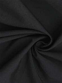 Plus Size Women's Black Ruffle Hem A-Line Mini Dress, Long Sleeve, Mock Neck, Slim Fit, Elegant & Versatile For Daily, Vacation, Holiday, Christmas, New Year - Black - View 6