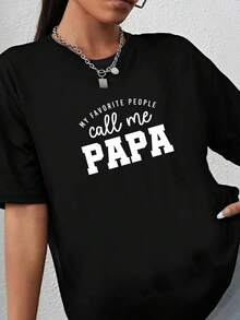 180g pure Cotton My Favorite People Call Me Papa Long Sleeve Shirt | Papa Shirt | Funny Papa Shirt | Gift For Papa | Dad Shirt | Casual Summer Women Top Graphic Tees designer clothes Unisex Versatile T-Shirt For Women Casual graphic Soft Stylish Comfortable Breathable - Negro - Ver 1