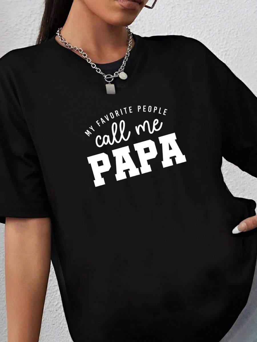 180g pure Cotton My Favorite People Call Me Papa Long Sleeve Shirt | Papa Shirt | Funny Papa Shirt | Gift For Papa | Dad Shirt | Casual Summer Women Top Graphic Tees designer clothes Unisex Versatile T-Shirt For Women Casual graphic Soft Stylish Comfortable Breathable - Negro - Ver 1