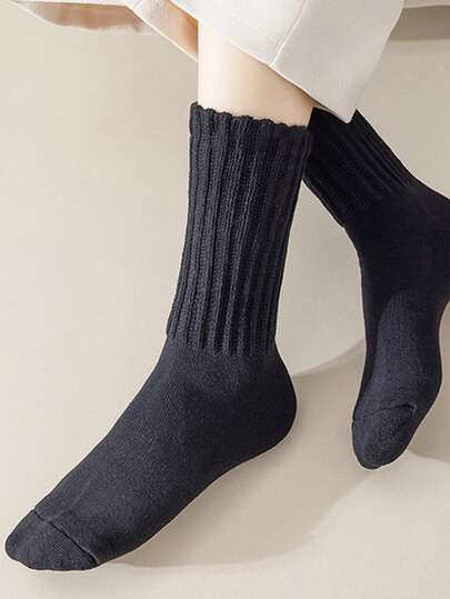 Multi-Color Casual Mid-Tube Socks, Fashionable And Versatile, Comfortable And Soft For Daily Wear, Moisture-Wicking, Suitable For Back-To-School Season, Suitable For Daily Wear In Autumn And Winter, Four-Season Casual Knitted Socks, Casual Socks, Women's Stretch Socks, Women's Stretch Socks, Women's Mid-Tube Socks