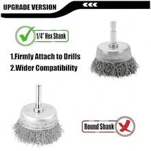 13PCS Rotary Copper Wire Cleaning Wheel Cup Brush Drill Attachment Bit Set Tool - 13-piece Set - View 7