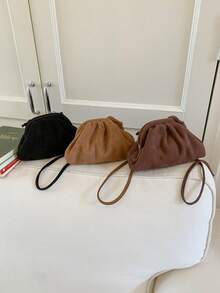 迷你女士云朵单肩包，哑光小斜挎包，韩版时尚钱包，口红包 - 咖啡 - 查看 11