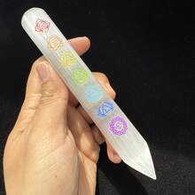 Diverse Selenite Crystal Wand With 7 Heart Symbols - Reiki Charged, Single Tip, Synthetic Crystal Stick For Healing, Meditation & Spiritual Gifts (7 Chakra Bracelet), Wand For Healing,Natural Crystal Rods For Cleansing And Protection - Spiritual Tools For Balancing Chakras And Clearing Energy Fields. - Multicolor - View 5