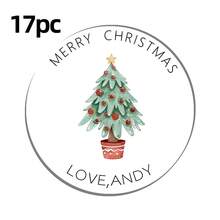 17/35/70 piezas Pegatinas personalizadas de Feliz Navidad, texto personalizado, pegatinas redondas personalizadas para recuerdos - Etiquetas de envoltura de regalos de Navidad - Etiquetas de nombres de regalos (8 patrones) Etiquetas de regalos de Navidad personalizadas con árbol de pino, pegatinas de Feliz Navidad, útiles escolares - Multicolor - Ver 17