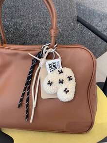 Yogodlns Merlard Heart-Shaped Leather Pendant, Sweet Heart-Shaped Keychain Accessory, Handmade Woven, Travel Holiday Christmas Gift, Y2K Fashion Bag Charm, Suitable For Young Boys, Girls, College Students, New Year Valentine's Day Gift - Beige - View 4