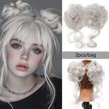 1pc/2pcs Synthetic Messy Updo Hair Bun Chignon Scrunchies Fake Hair Band Braid Elastic Hairpiece Tail For Women Synthetic Curly Ponytail - Multicolor - View 26
