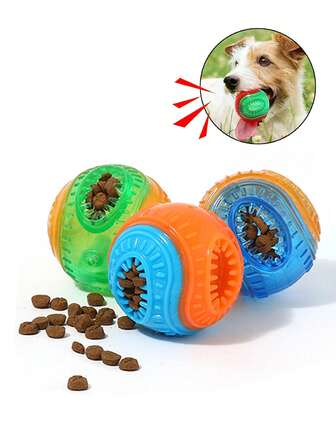 1/3 st. slumpmässig färgad pipande hundboll i två toner, hundleksak i TPR-material, långsam matande hundboll, interaktiv pusselleksak för hundar som rengör tänder, hundbollsleksak